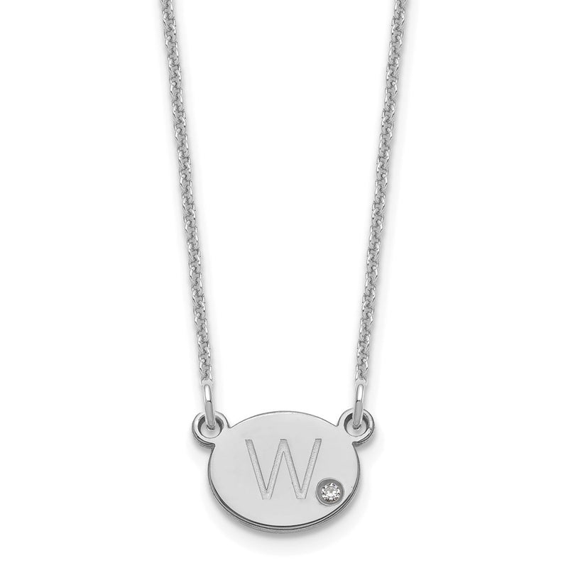 14K white gold diamond initial necklace