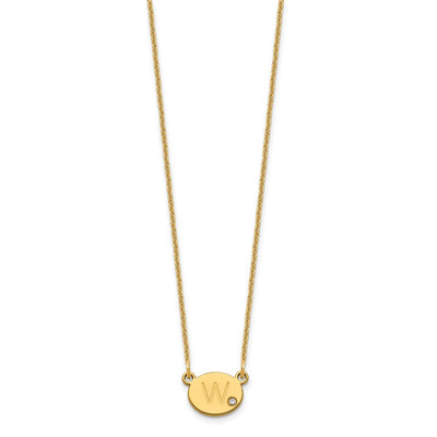 14K Yellow Gold Oval Initial with Diamond Necklace