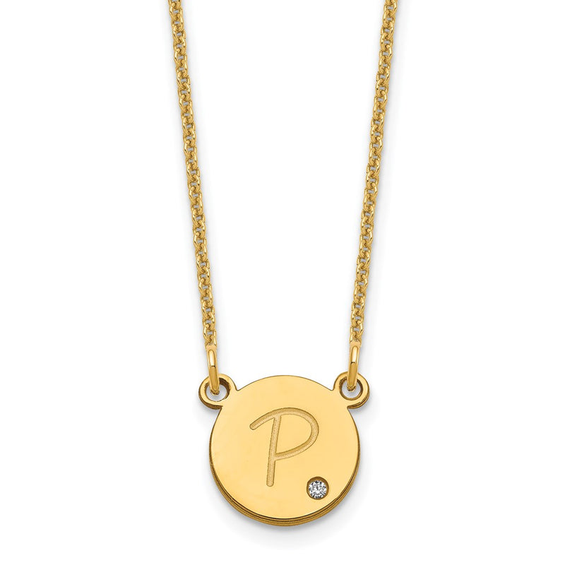 14K yellow gold diamond initial necklace