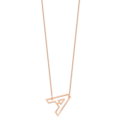 14K Rose Gold Sideways Cut-out Initial A Necklace