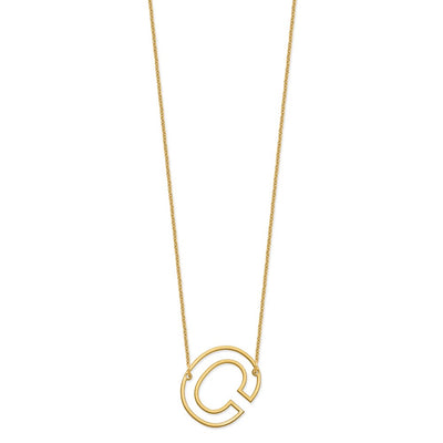 14K Yellow Gold Sideways Cut Out Initial C Necklace