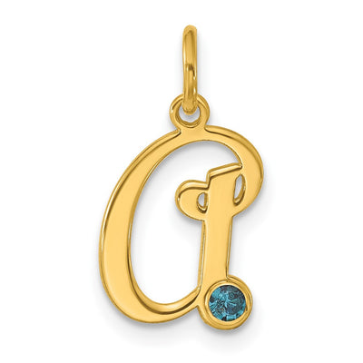14K Yellow Gold Initial with Birthstone Charm