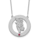 14k White Gold Circle w/1 Birth Flower and Birthstone Necklace