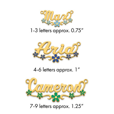 10K Yellow Gold Epoxy Flower Name Plate