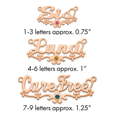 SS/Gold-plated w/ Gold-plated Bezel Birthstone Flower Name Plate