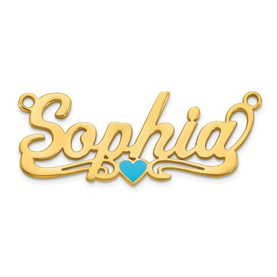 10K White Gold Epoxy Heart Name Plate