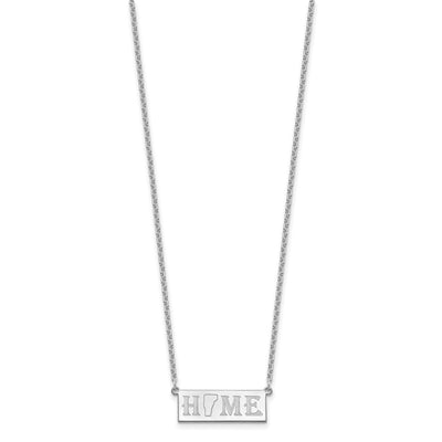 Sterling Silver/Rhodium-plated Home/State Necklace, 18 x 24.68mm