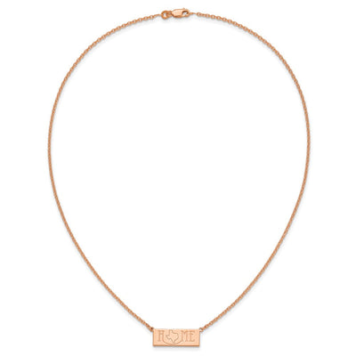 Sterling Silver/Rose Gold-Plated Home/State Necklace, 18 x 24.65mm