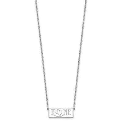 Sterling Silver/Rhodium-plated Home/State Necklace, 18 x 24.65mm