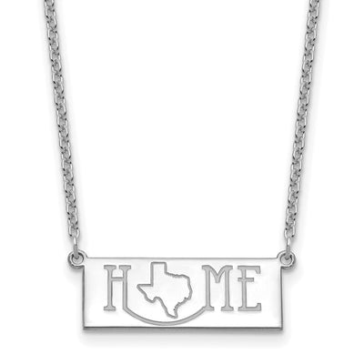 Sterling Silver/Rhodium-plated Home/State Necklace, 18 x 24.65mm