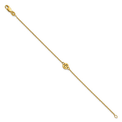 14K Yellow Gold Brushed 1 Station Disc with Epoxy Initial Bracelet