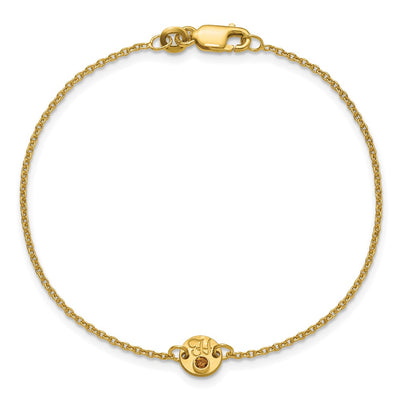 14K Yellow Gold 1 Disc with Initial and Birthstone Bracelet