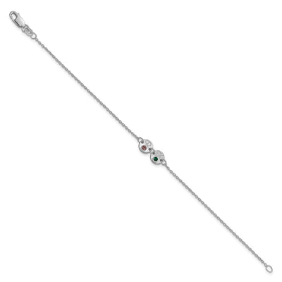 14K White Gold 2 Disc with Initial and Birthstone Bracelet