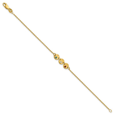 14K Yellow Gold 3 Disc with Initial and Birthstone Bracelet
