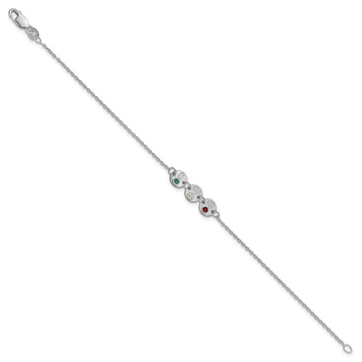 14K White Gold 3 Disc with Initial and Birthstone Bracelet