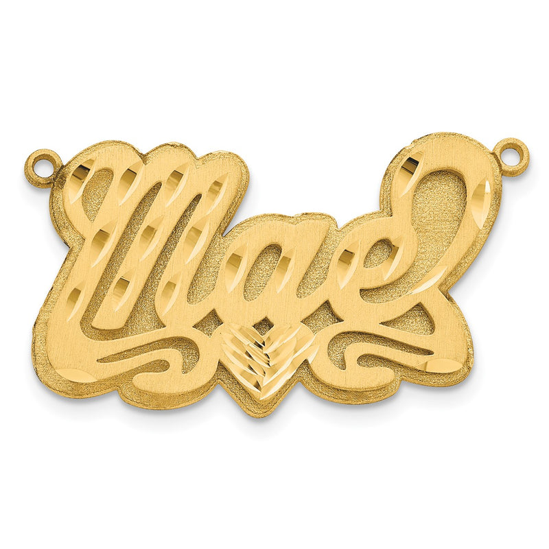 SS/Gold-plated 3D Satin Diamond-cut Heart Name Plate