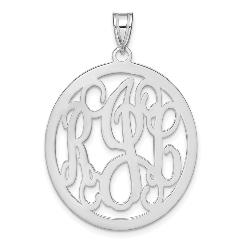 14K white gold monogram pendant