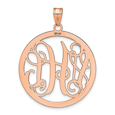 14K Rose gold Large Round Monogram Pendant