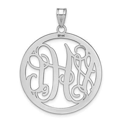 10K White Gold Large Round Monogram Pendant