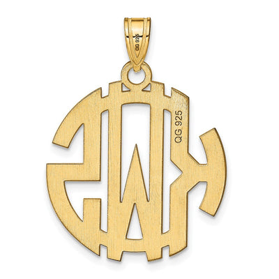 Sterling Silver/Gold-plated Round Cut-out Monogram Pendant, 21 x 21mm