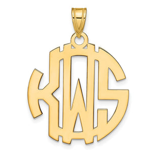 Sterling Silver/Gold-plated Round Cut-out Monogram Pendant (Style XNA501GP)