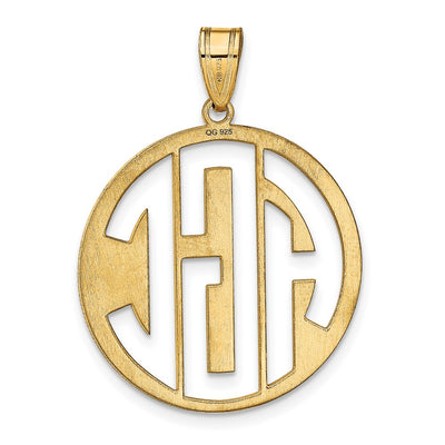 Sterling Silver/Gold-plated Round Cut-out Monogram Pendant, 28 x 25mm