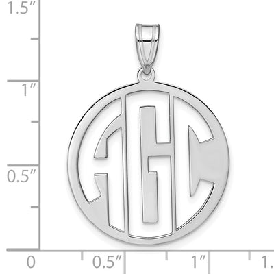 10K White Gold Round Cut-out Monogram Pendant, 28 x 25mm