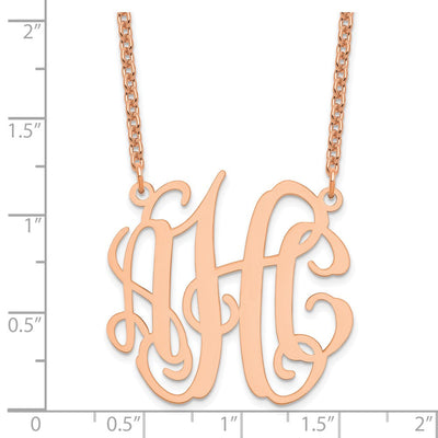 14K Rose Gold Small Monogram Necklace, 18 x 25mm