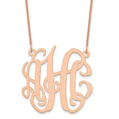 14K Rose Gold Medium Monogram Necklace, 18 x 31mm