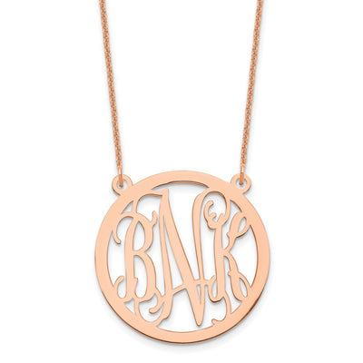 14K Rose Gold Round Monogram Necklace