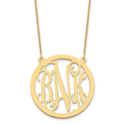 14K Yellow Gold Large Round Monogram Necklace