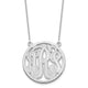 14K White Gold Etched Round Monogram Necklace