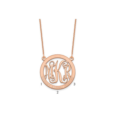 14K Rose Gold Small Family Monogram Necklace
