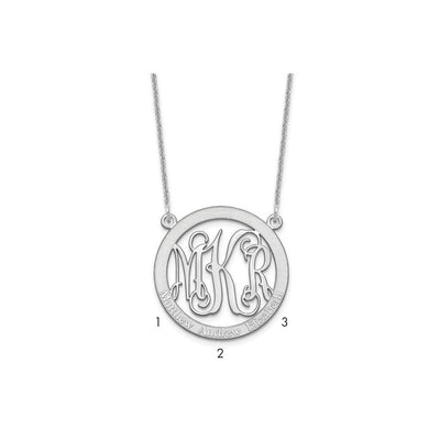 14K White Gold Small Family Monogram Necklace