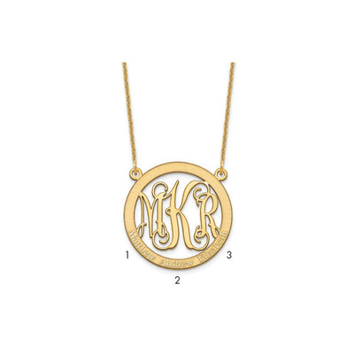 14K Yellow Gold Small Family Monogram Necklace