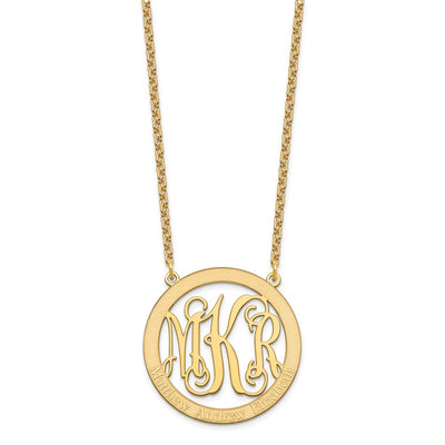 Sterling Silver/Gold-plated Large Family Monogram Necklace