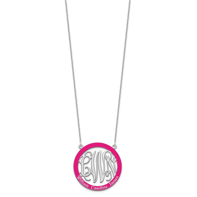 14K White Gold Large Family Monogram w/Epoxy Necklace