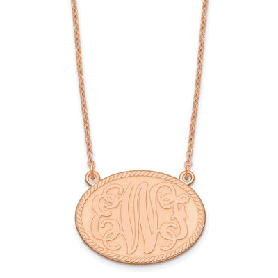 Sterling Silver/Rose-plated Brushed Monogram Necklace