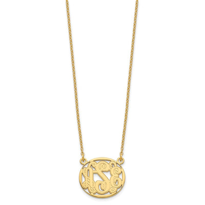 Sterling Silver/Gold-plated Etched Oval Monogram Necklace