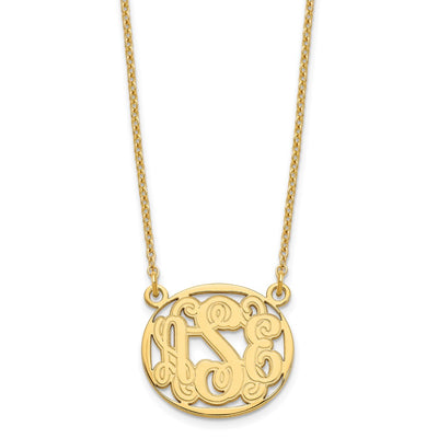 Sterling Silver/Gold-plated Etched Oval Monogram Necklace