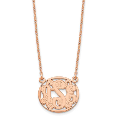 Sterling Silver/Rose-plated Etched Oval Monogram Necklace