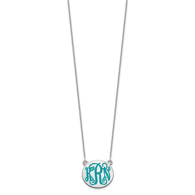 10K White Gold Small Round Epoxy Monogram Necklace