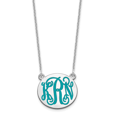 10K White Gold Small Round Epoxy Monogram Necklace