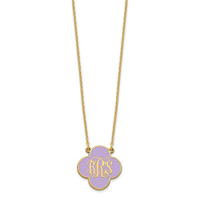 Sterling Silver/Gold-plated Clover Monogram w/Epoxy Necklace