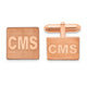 SS/Rose-plated Raised Letter Square Monogram Cuff Link