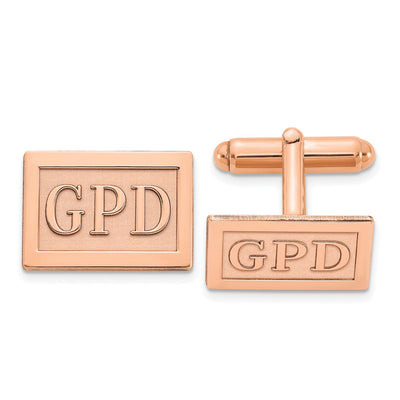 SS/Rose-plated Raised Letter Rectangle Monogram Cuff Link