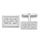 14K White Gold Raised Letter Rectangle Monogram Cuff Link