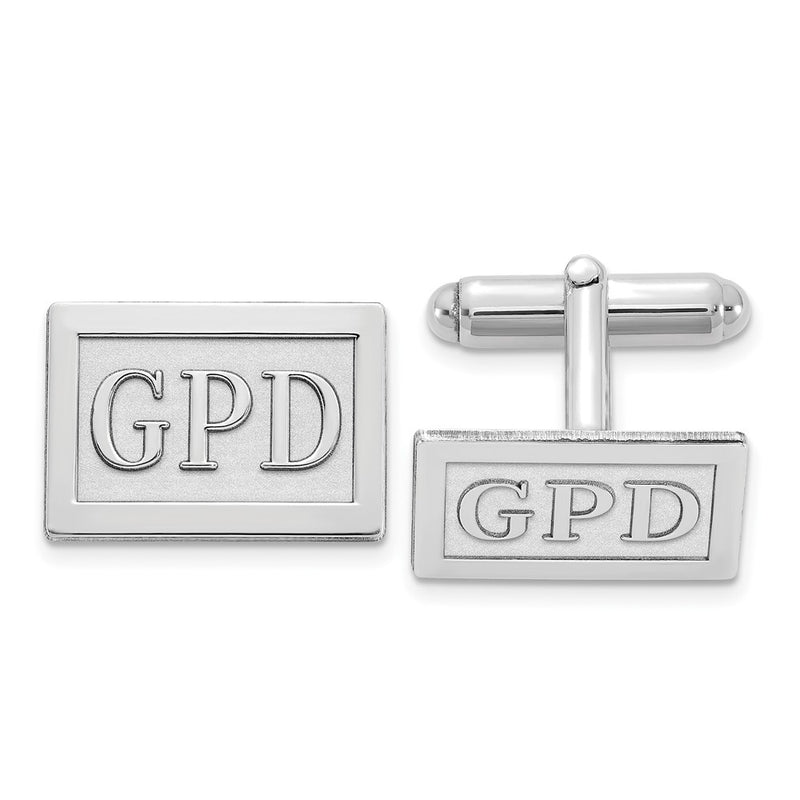 14K white gold monogram cuff links