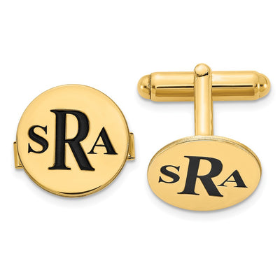 SS/Gold-plated Epoxy Letter Monogram Cuff Link
