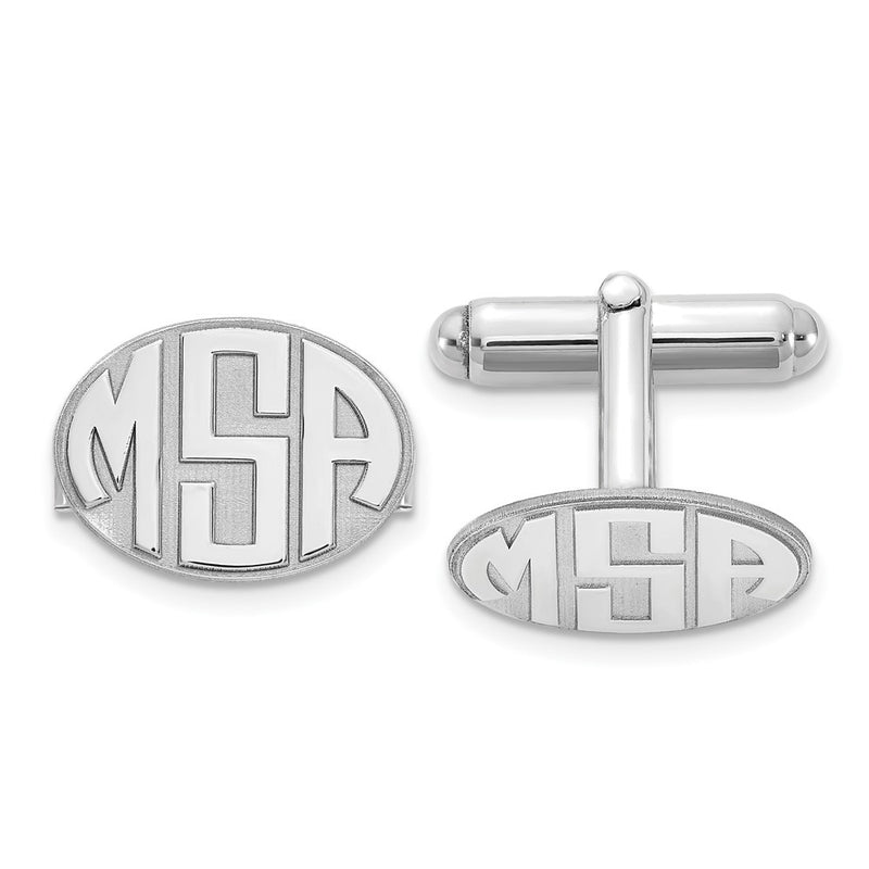 Sterling silver monogram cuff links